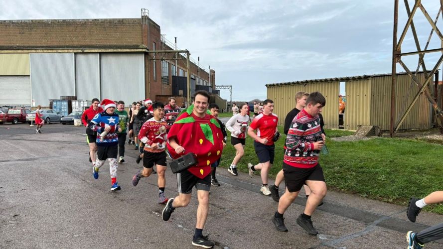 All smiles as personnel begin their festive themed run