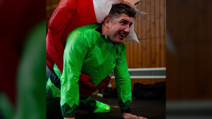 Santa providing extra morale during a Royal Corps of Signals PT session