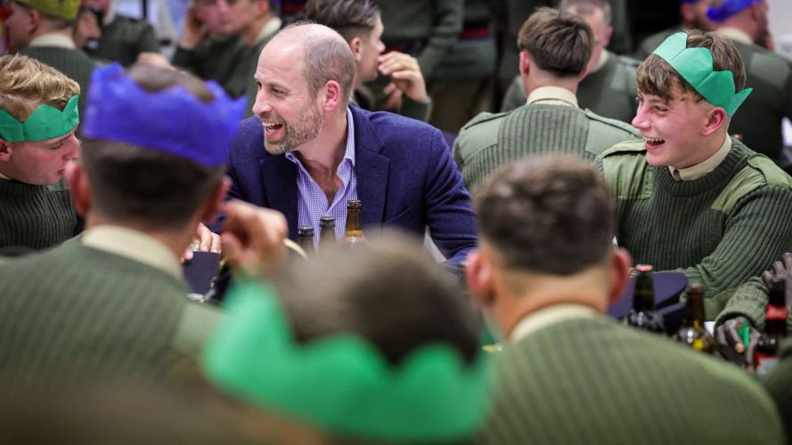 HRH Prince William, honorary Colonel of the Welsh Guards, personally served Christmas pudding to junior members of the regiment
