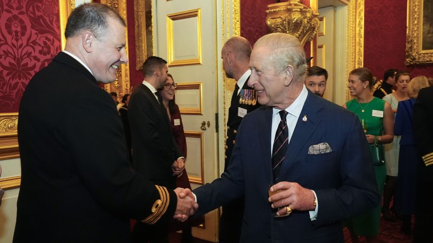 King Charles during a reception at St James's Palace in London, to celebrate the return of HMS Prince of Wales from an eight-month deployment with the Carrier Strike Group (Picture: PA) King's reception for HMSPWLS