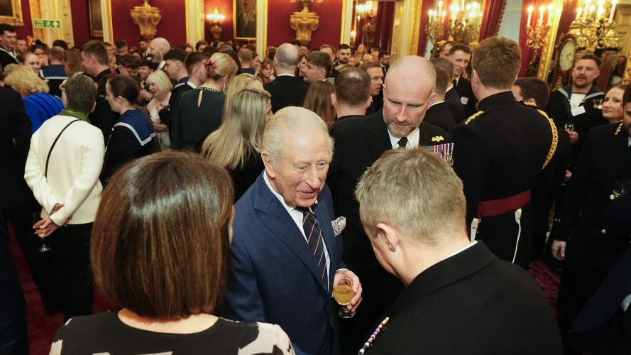 King Charles during a reception at St James's Palace in London, to celebrate the return of HMS Prince of Wales from an eight-month deployment with the Carrier Strike Group (Picture: PA) King's reception for HMSPWLS