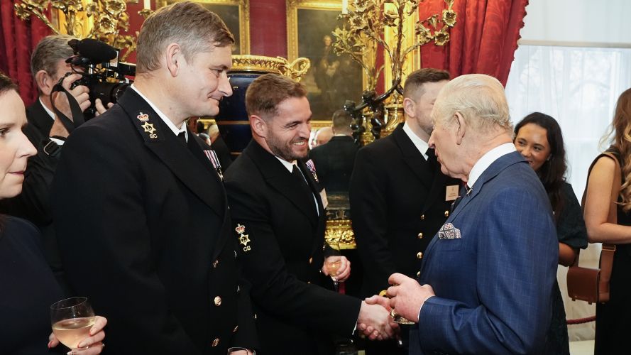 King Charles during a reception at St James's Palace in London, to celebrate the return of HMS Prince of Wales from an eight-month deployment with the Carrier Strike Group (Picture: PA) King's reception for HMSPWLS