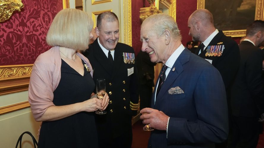 King Charles during a reception at St James's Palace in London, to celebrate the return of HMS Prince of Wales from an eight-month deployment with the Carrier Strike Group (Picture: PA) King's reception for HMSPWLS