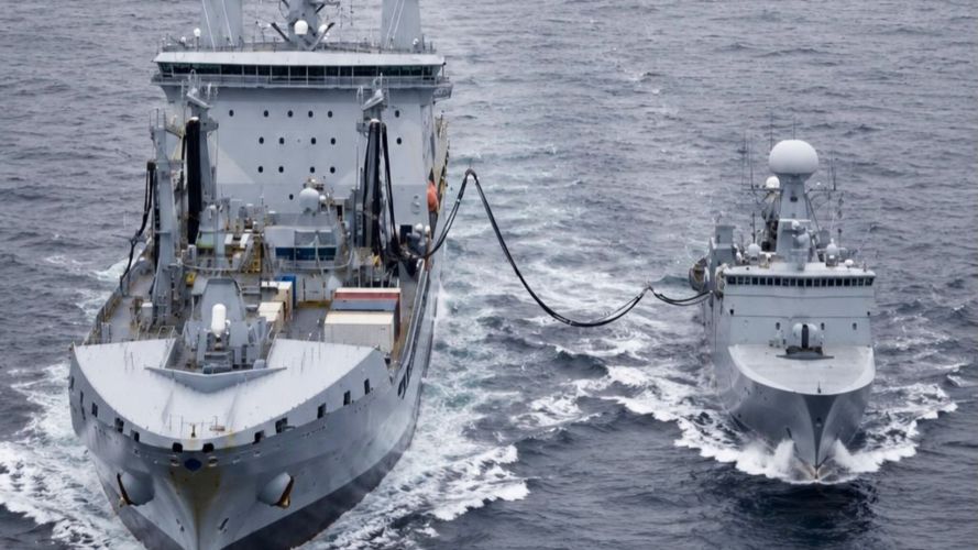 RFA Tidespring conducts a replenishment-at-sea with the Danish patrol vessel HDMS Thetis (Picture: MOD) RFA Tidespring conducts a replenishment-at-sea with the Danish patrol vessel HDMS Thetis (Picture: MOD)