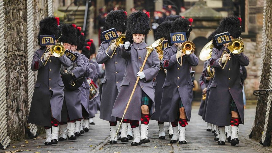 21 Gun Salute Scotland, King's birthday. The Band of the Royal Regiment of Scotland supported 14112022 CREDIT MOD Crown Copyright.jpg