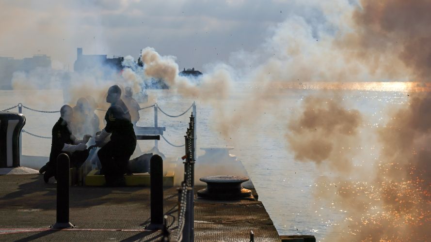 21 Gun Salute conducted at HMNB Portsmouth HM King Charles' birthday 14112022 CREDIT MOD Crown Copyright.jpg