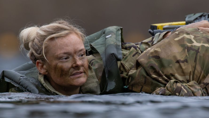 Corporal Jade Williams from 22 Multi Role Medical Regiment swims her way across the River Towy (Picture: MOD) 22 Multi Role Medical Regiment crossing River Towy Exercise Cambrian Patrol 2026 Breacon Beacons 051026 CREDIT MOD