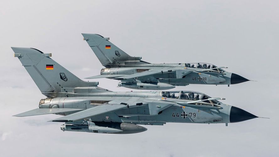 Two Luftwaffe Tornado aircraft prior to refuelling by a Royal Air Force Voyager during exercise Ramstein Flag (Picture: MOD) Ex Ramstein Flag 2026 cred MOD