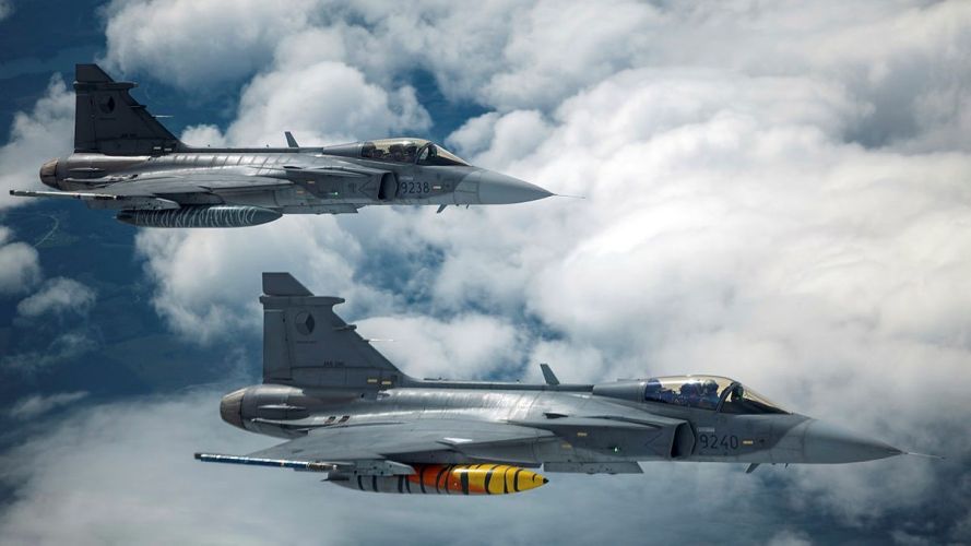 Two Czech Air Force Gripen prior to refuelling from a Royal Air Force Voyager during Exercise Ramstein Flag (Picture: MOD) Ex Ramstein Flag 2026 cred MOD