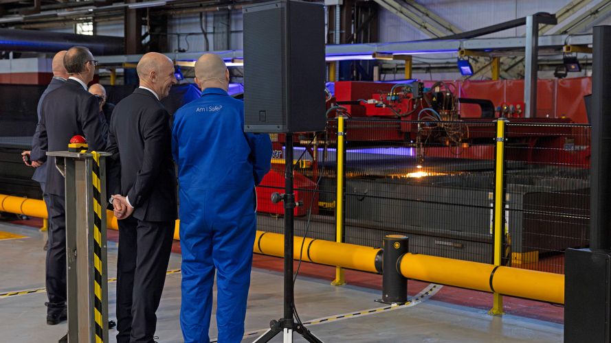 Mr Healey had a front row seat for the steel cutting