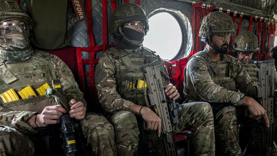 RAF Regiment personnel on board 27 Sqn Chinook, taking part in Exercise Cobra Warrior (Picture: MOD) RAF Regiment personnel on board 27 Sqn Chinook, taking part in Exercise Cobra Warrior (Picture: MOD)