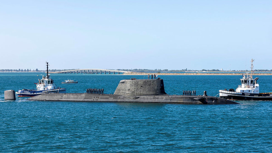 HMS Anson arriving at HMAS Stirling – the Astute-class boat’s first visit Down Under