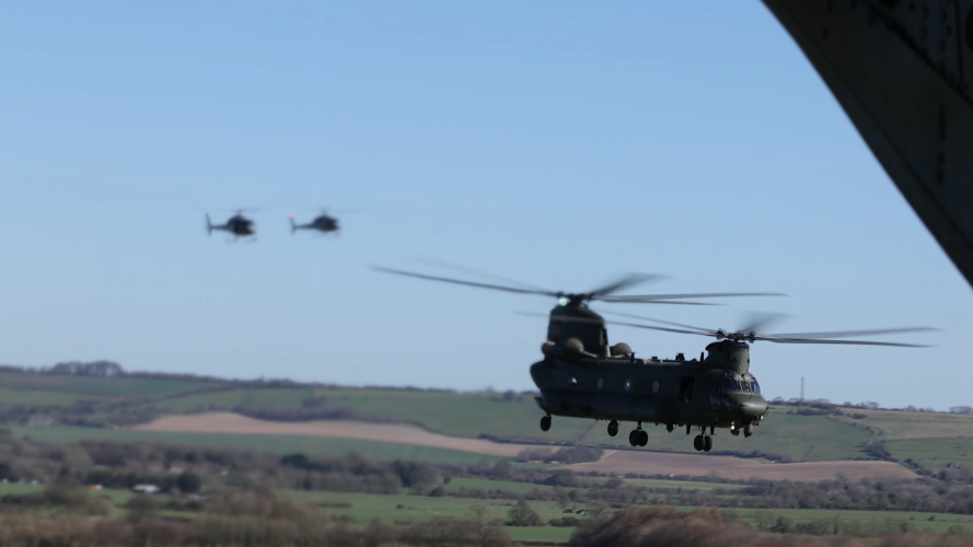 Chinook and Fennec share the airspace during joint Anglo-French flying from RAF Odiham 