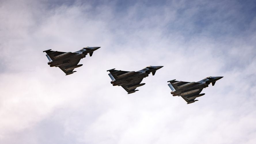 Three Typhoons in the skies on Exercise Cobra Warrior (Picture: MOD) Three Typhoons in the skies on Exercise Cobra Warrior (Picture: MOD)