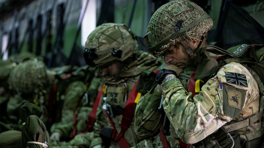 The paras take the opportunity to rest while the Atlas flies to France - it's a capable aircraft, being able to transport up to 116 paratroops and their kit (Picture: MOD)