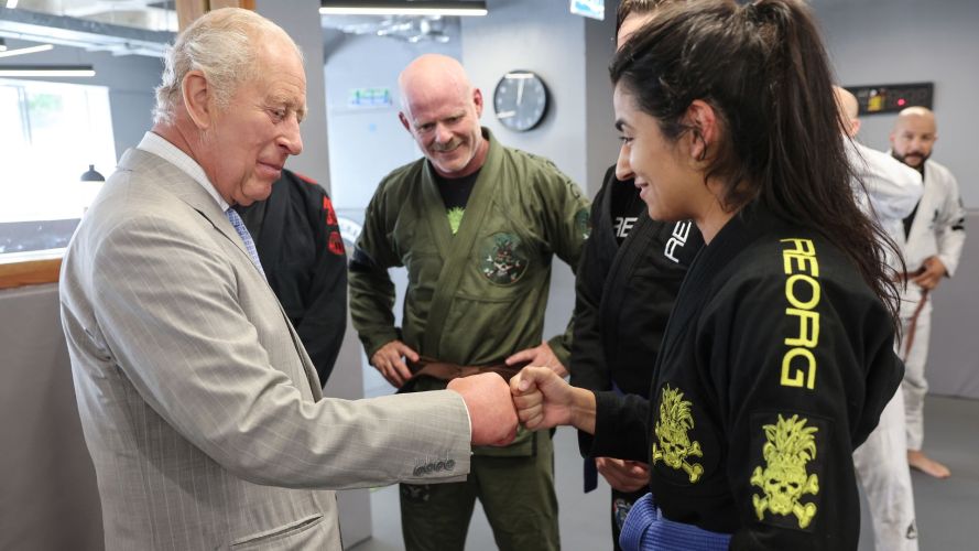And met with students of the Roger Gracie Brazilian Jiu Jitsu Academy (Picture: PA)