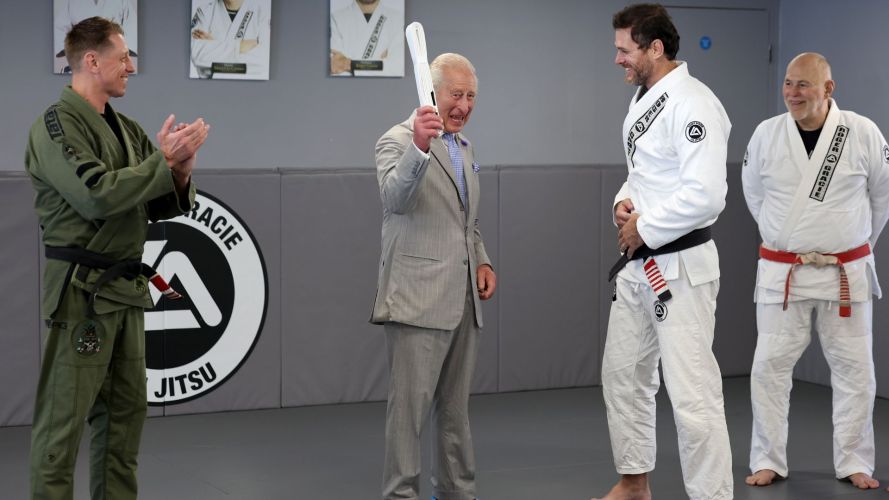 King Charles was presented with a white belt during his royal engagement (Picture: PA)