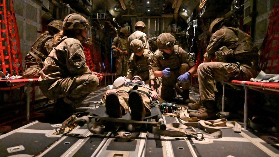 Medics on board a USAF MC-130J Commando during the joint exercise (Picture: USAF) Medics on board a USAF MC-130J Commando during the joint exercise