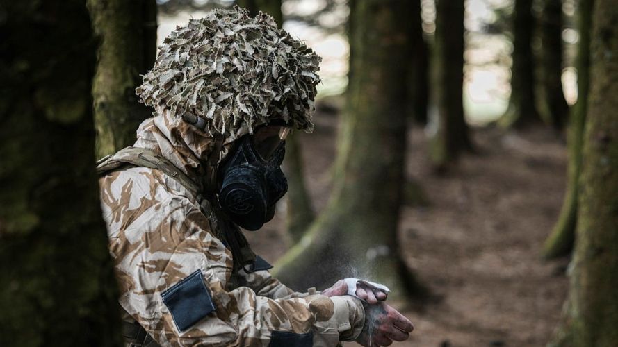 Soldiers from 222 Signal Squadron go through CBRN training on exercise Ranger Hopton at Sennybridge Training Area Soldiers from 222 Signal Squadron go through CBRN training on exercise Ranger Hopton at Sennybridge Training Area