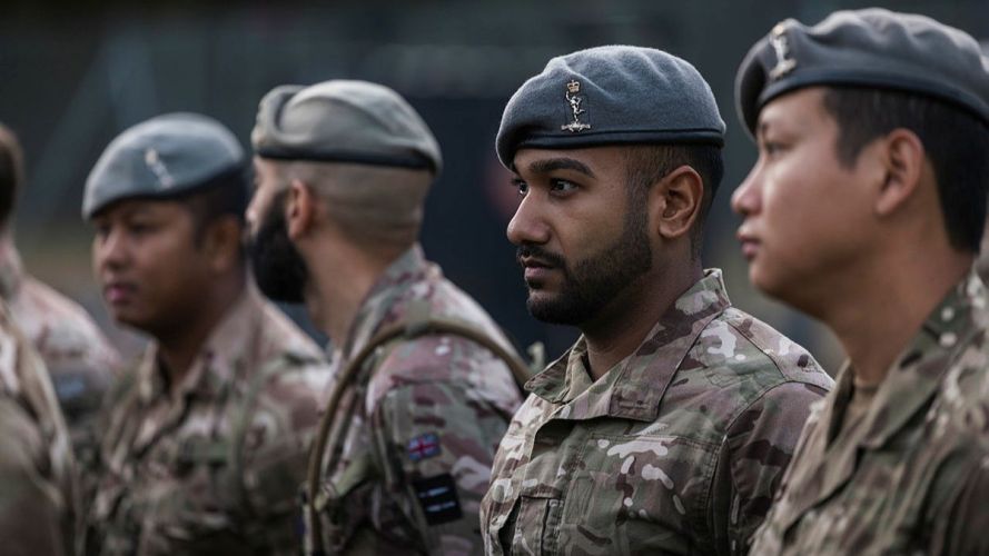 Soldiers are briefed during Battle PT on their squadron's Formation Day (Picture: MOD) 255 (Special Operations) Signal Squadron taking part in Battle PT during their Formation Day cred MOD