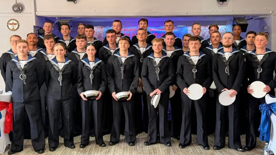 Personnel from HMS Collingwood pose for a photo during the event to commemorate the 85th anniversary (Picture: Richard Phipps)
