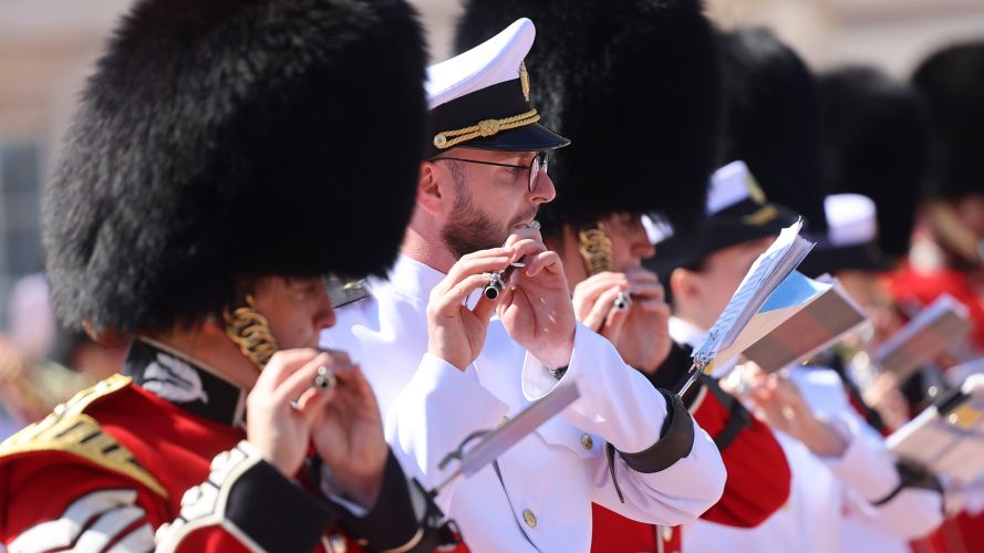 The bands played alongside each other during the Changing of the Guard ceremony (Picture: MOD)