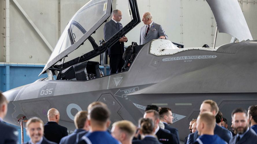 King Charles pays a visit to RAF Marham - the home of the UK Lightning Force - in his capacity as the station's Honorary Air Commodore, where he chatted to personnel and inspected an F-35B