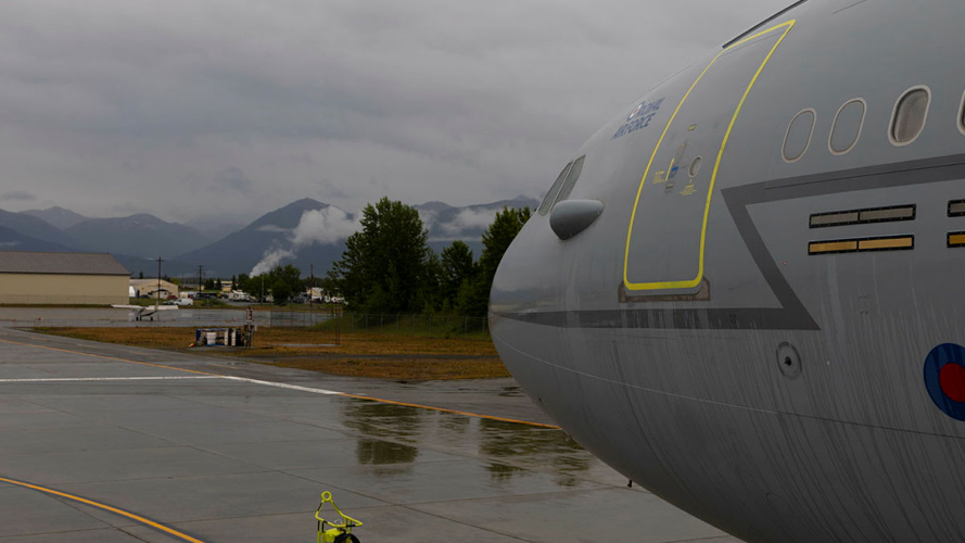  RAF Voyager on the ground at Elmendorf Air Force Base, Alaska, en route from RAF Brize Norton to Amberley, via Anchorage and Guam 