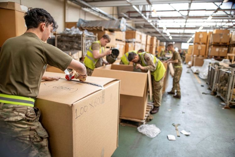 2nd Battalion The Royal Anglian Regiment soldiers pack 84,000 surplus helmets bound for the Ukrainian military 31032022 CREDIT MOD CROWN COPYRIGHT.jpg