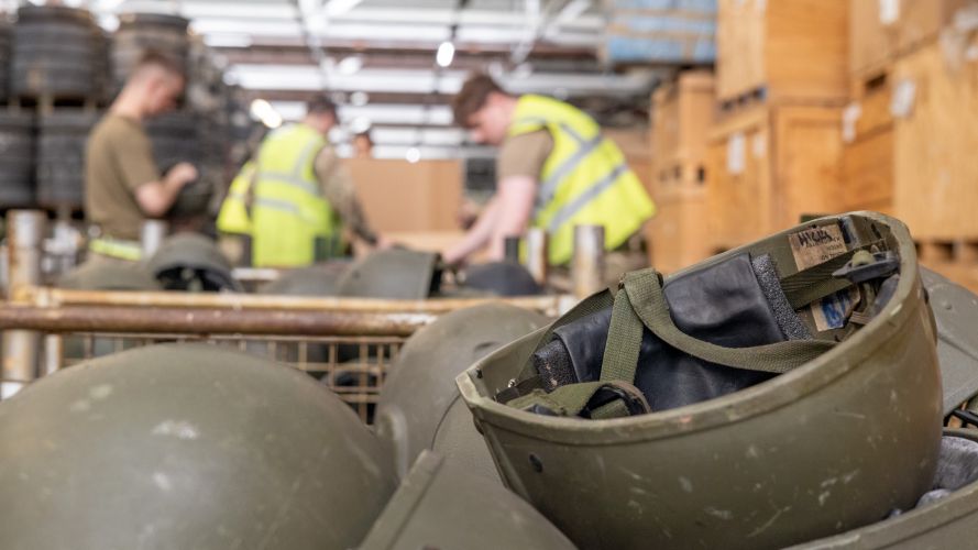 2nd Battalion The Royal Anglian Regiment sort and pack 84,000 surplus helmets bound for the Ukrainian military 31032022 CREDIT MOD CROWN COPYRIGHT.jpg