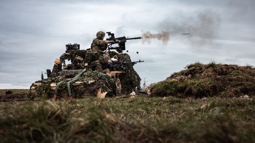 2nd Battalion The Royal Gurkha Rifles fire a grenade machine gun from a RWMIK (Revised Weapons Mount Installation Kit) Exercise Wessex Storm 17042023 CREDIT MOD Crown.jpg