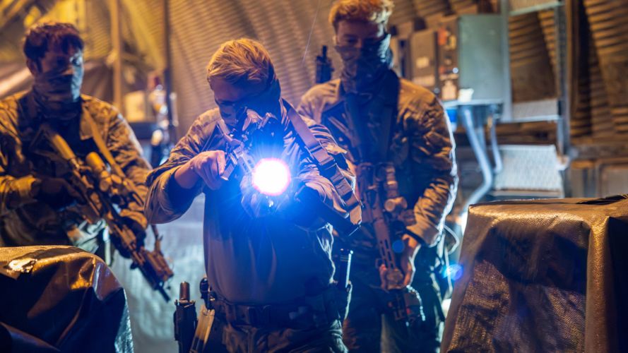 Members of 4th Battalion, The Ranger Regiment practise rehearsal-of-concept drills in a hangar at RAF Leeming before taking part in the actual activity on Exercise Hyperion Storm