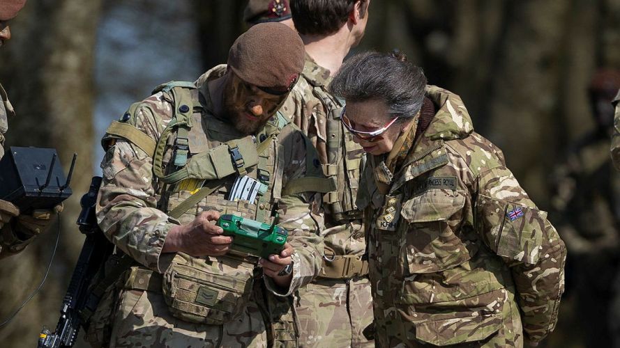 Cpl Rhys Navato of the King's Royal Hussars demonstrating drone capabilities to the Princess Royal during Ex Iron Cyclone on Salisbury Plain Training Area (Picture: MOD) Princess Anne at Salisbury Plain training area