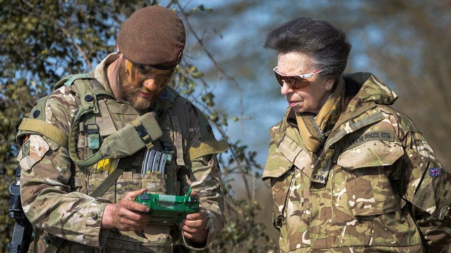Cpl Rhys Navato of the King's Royal Hussars demonstrating drone capabilities to Princess Anne (Picture: MOD) Princess Anne at Salisbury Plain training area