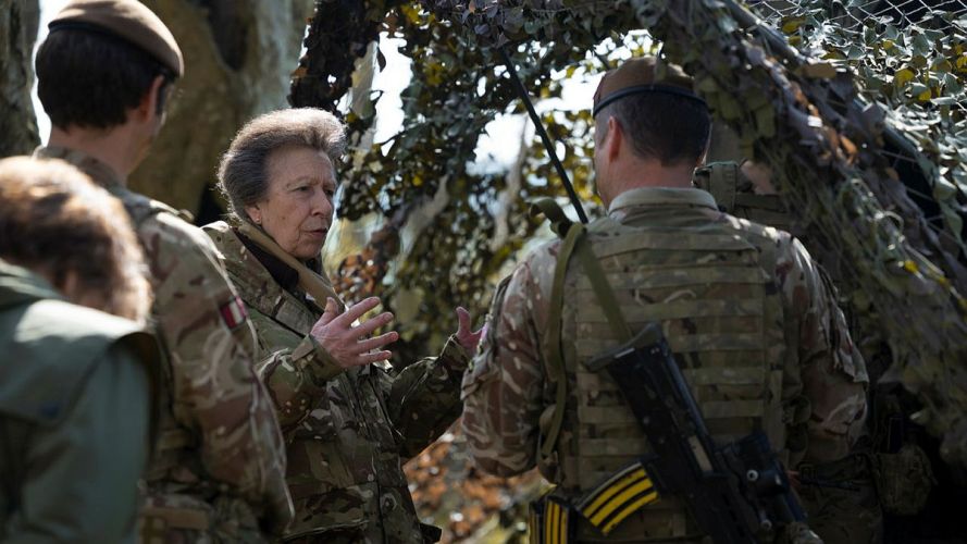 Princess Anne speaking to soldiers taking part in Ex Iron Cyclone (Picture: MOD) Princess Anne at Salisbury Plain training area