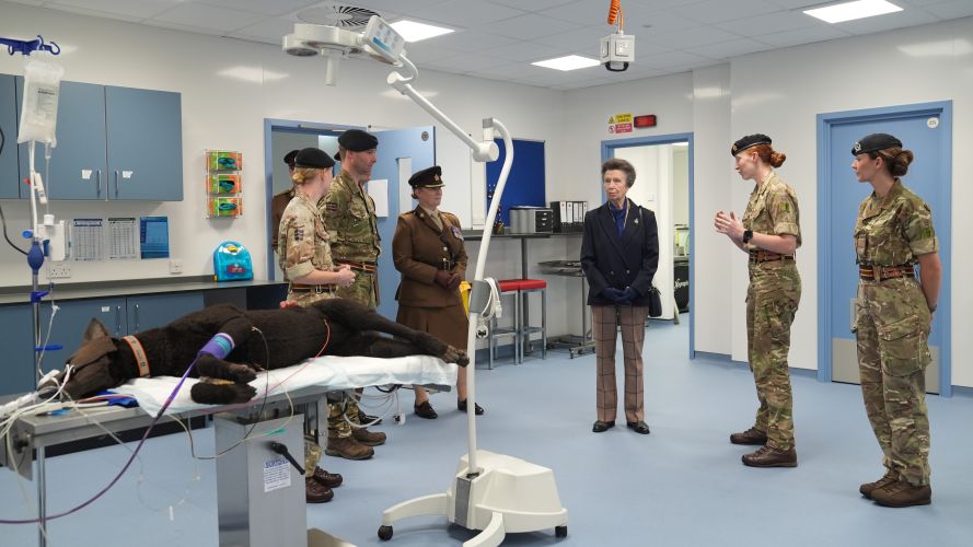 The Princess Royal views a dummy dog used for practice on an operating table during a visit to Kendrew Barracks in Cottesmore (Picture: PA) The Princess Royal views a dummy dog used for practice on an operating table during a visit to Kendrew Barracks in Cottesmore (Picture: PA)