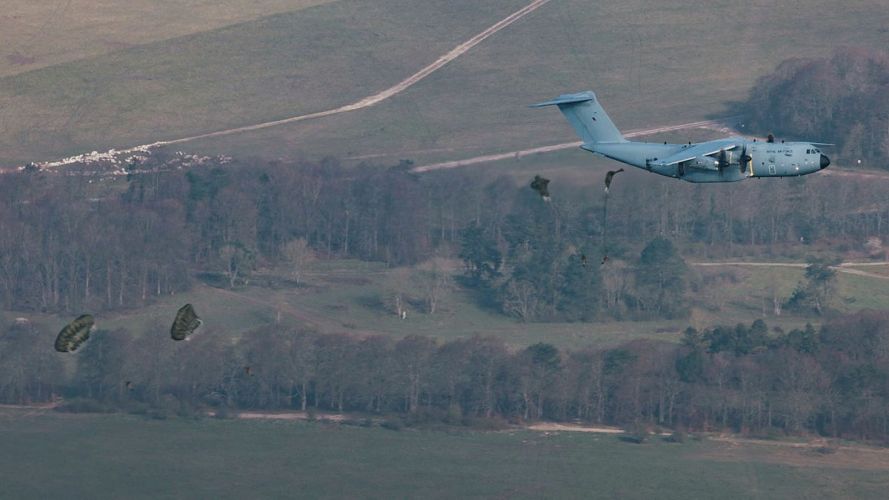 Largest UK military parachute drop in a decade takes place on Salisbury Plain