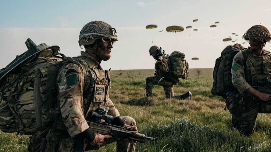Largest UK military parachute drop in a decade takes place on Salisbury Plain