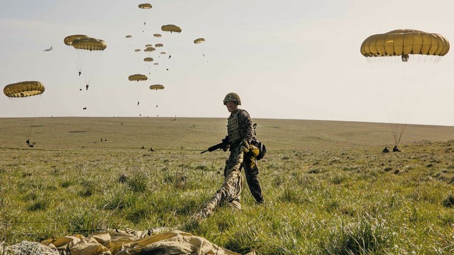Largest UK military parachute drop in a decade takes place on Salisbury Plain