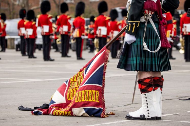 Members of 4 SCOTS reharsing at Pirbright Barracks ahead of the Duke of Edinburgh's funeral (Picture: MOD).