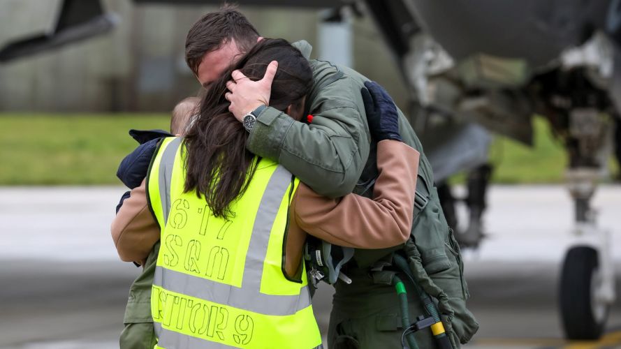 617 Squadron Dambusters returned home to family at RAF Marham after the conclusion of Carrier Strike Group 21 (Picture: RAF). 617 Squadron Dambusters returning to family at RAF Marham at the conclusion of Carrier Strike Group 21 09122021 CREDIT RAF