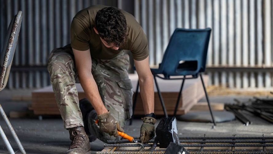 Personnel from the Royal Engineers operate under the intense Cyprus sun, carrying out essential construction and engineering tasks in support of British forces