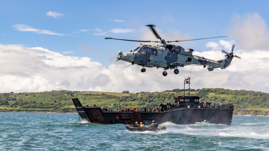 An 847 NAS Wildcat hovers during Royal Marines' raiding team training in July (Picture: Royal Navy). 847 NAS Wildcat hovers during Royal Marines' raiding team training in July 19072021 Credit Navy.jpg
