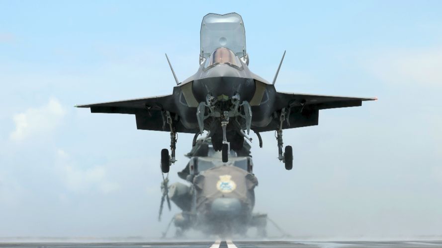 A 617 Squadron F-35B Lightning lands on board HMS Queen Elizabeth during CSG21 (Picture: MOD). A 617 Sqn F-35B Lightning lands onboard HMS Queen Elizabeth during CSG21 140821 CREDIT MOD.jpg