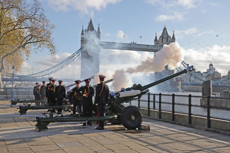 A 62 Gun Salute provided by Her Majesty’s Tower of London by the Honourable Artillery Company during the State Visit of South Africa's president