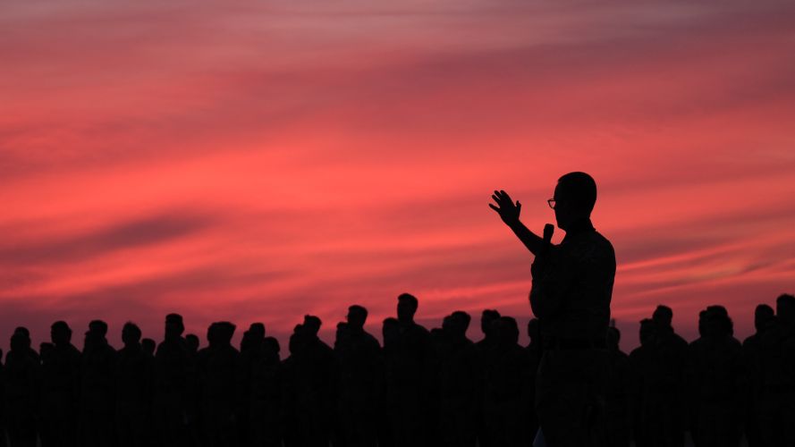 A British Army Chaplain leads a Remembrance Service in Oman (Picture: MOD). A British Army Chaplain leads a Remembrance Service in Oman (Picture: MOD).