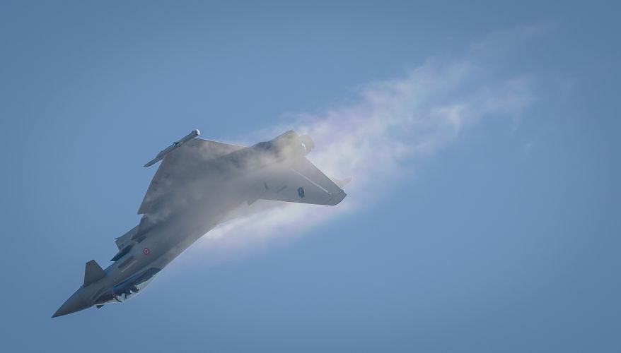 A Eurofighter Typhoon flies