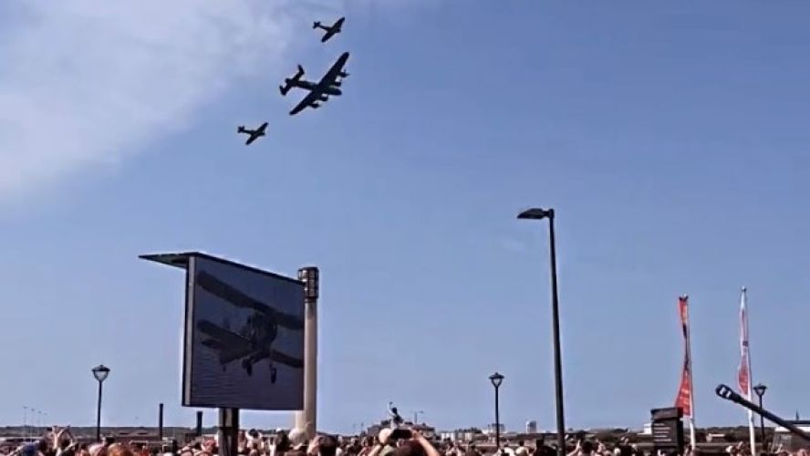 A flypast during the weekend of Battle of the Atlantic commemorations on the Mersey 28052023 CREDIT BFBS