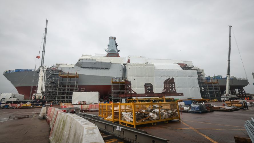 A wide side-on view of HMS Glasgow under construction at Govan in Scotland 191021 CREDIT Royal Navy.jpg