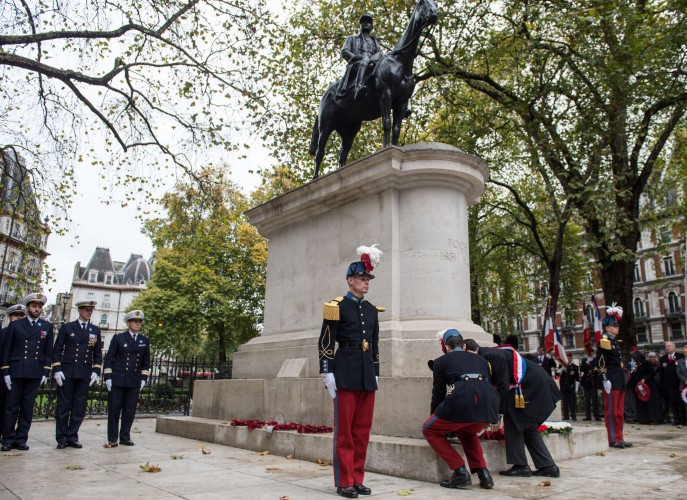 A special Armistice Service was held today by members of the Household Division and French Forces in London. (Picture: MoD)